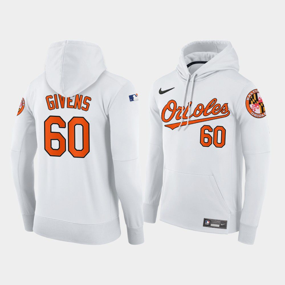 Men Baltimore Orioles #60 Givens white home hoodie 2021 MLB Nike Jerseys